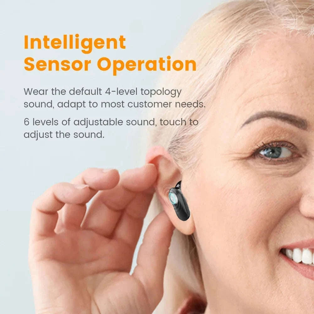 Rechargeable Invisible Mini Hearing Aid with Clear Amplification-Blue-Red