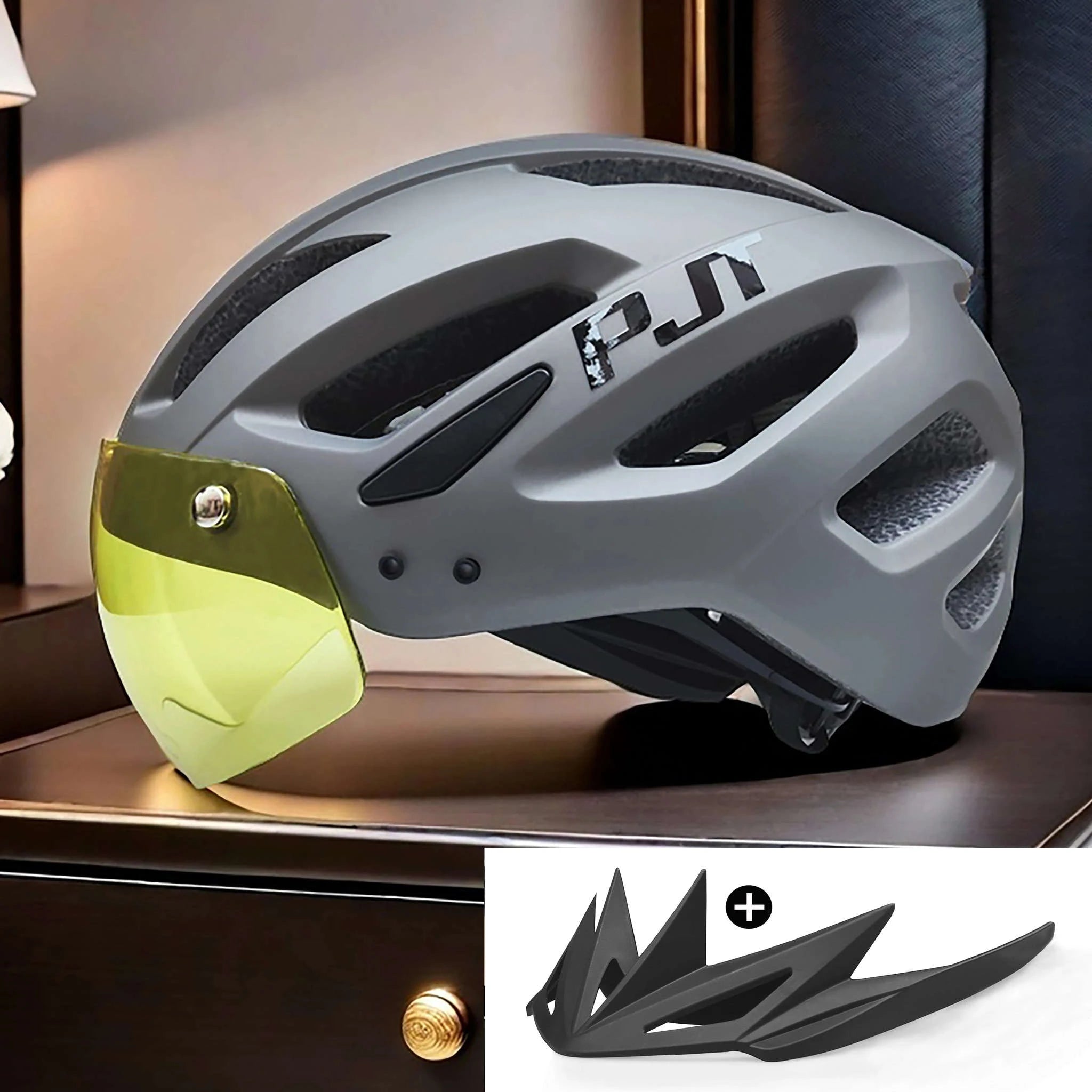 Rechargeable LED Bike Helmet with Sun Visor-P11A-Black-L-HS / CHINA