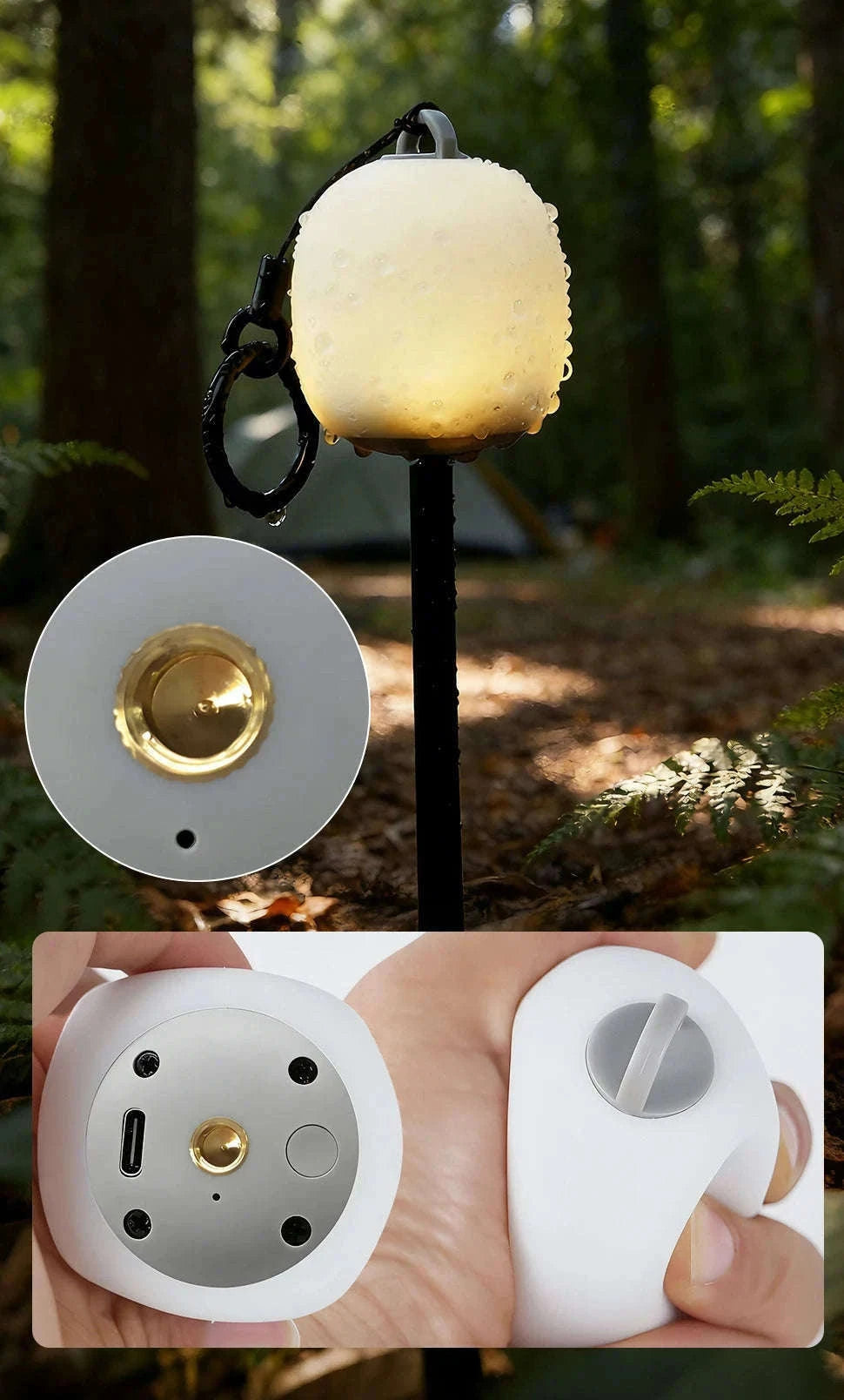 Rechargeable LED Camping Lantern for Hiking and Outdoor Use-White