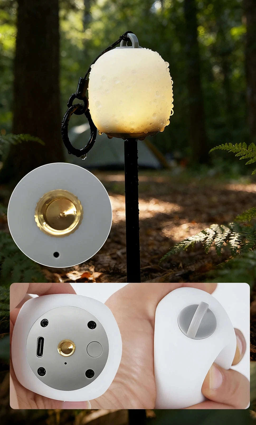 Rechargeable LED Camping Lantern for Hiking and Outdoor Use-White