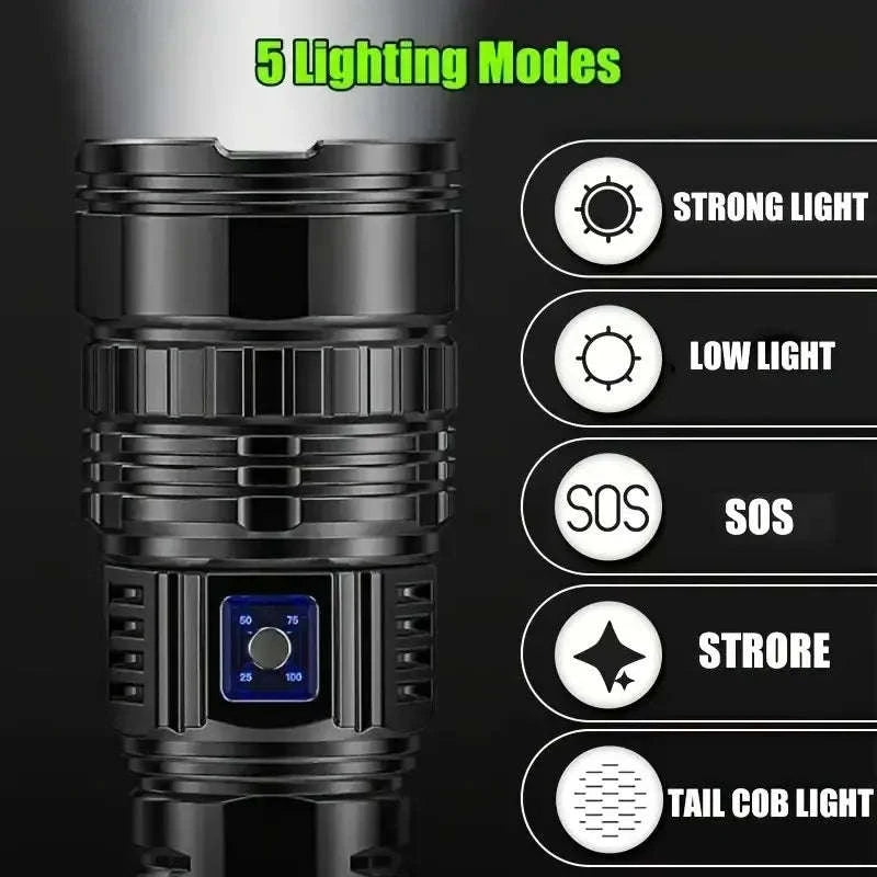 Rechargeable LED Flashlight with 200m Beam & 25000mAh Battery-S33 / United States
