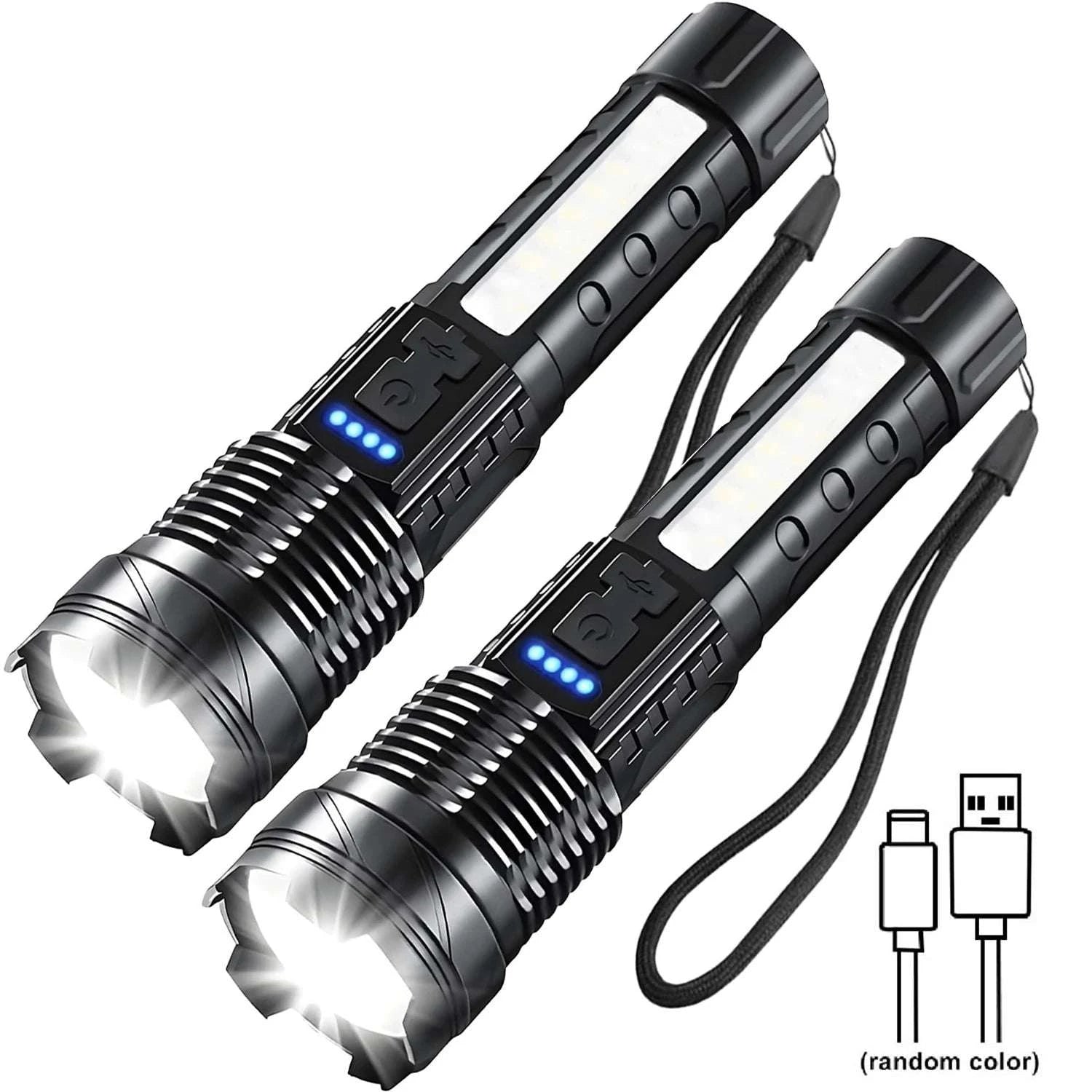 Rechargeable LED Flashlight with 7 Modes & Adjustable Zoom Beam-1pc / United States