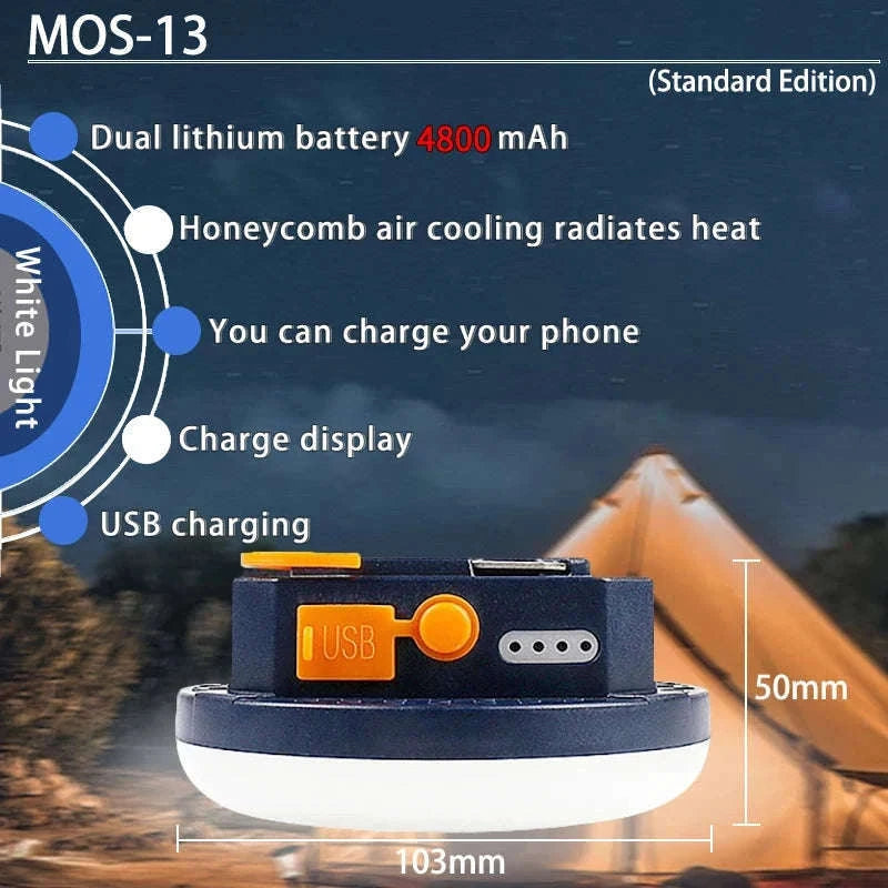 Rechargeable LED Tent Light Portable Emergency Lantern-Blue MOS-13 White