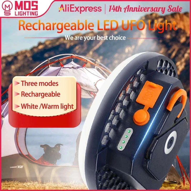 Rechargeable LED Tent Light Portable Emergency Lantern-Blue MOS-13 White