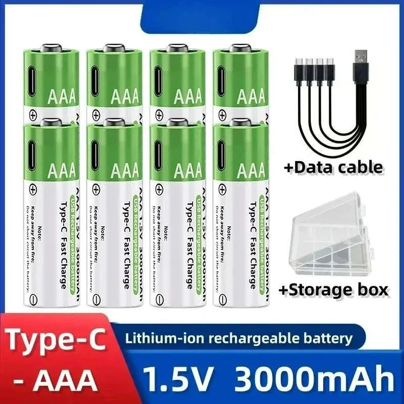 Rechargeable Lithium AA & AAA Batteries with Type-C Fast Charging Set-4PCS-AA / 1.5V