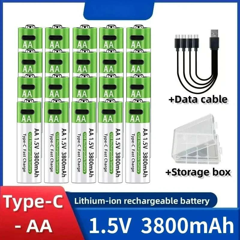 Rechargeable Lithium AA & AAA Batteries with Type-C Fast Charging Set-4PCS-AA / 1.5V