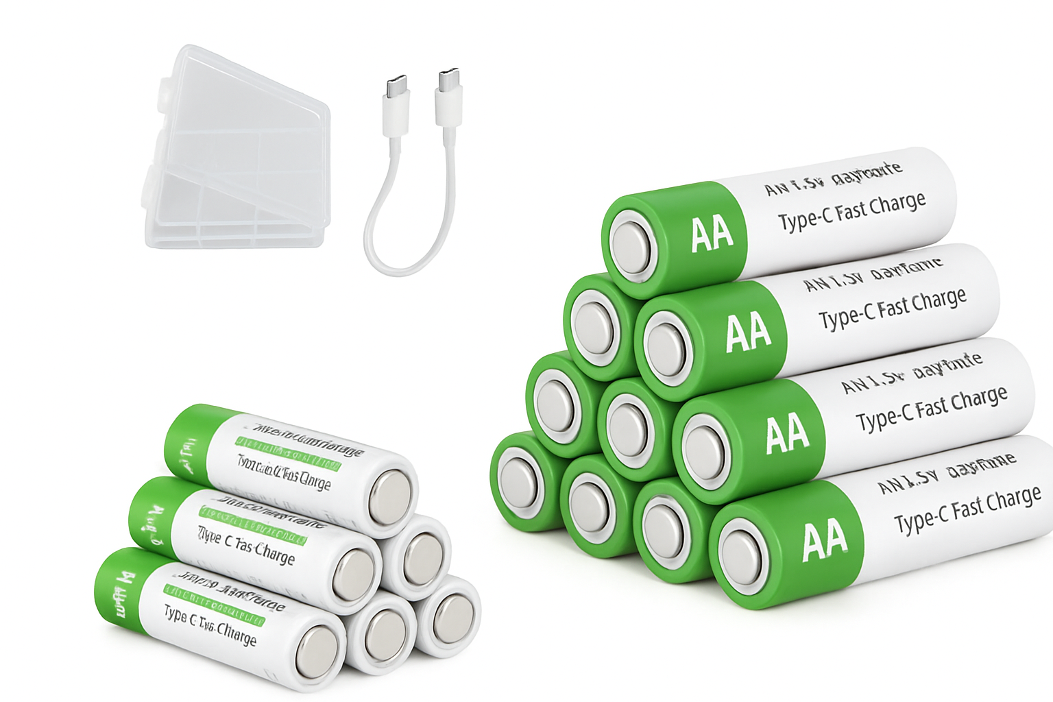 充電式リチウムAA&AAA電池 Type-C急速充電セット