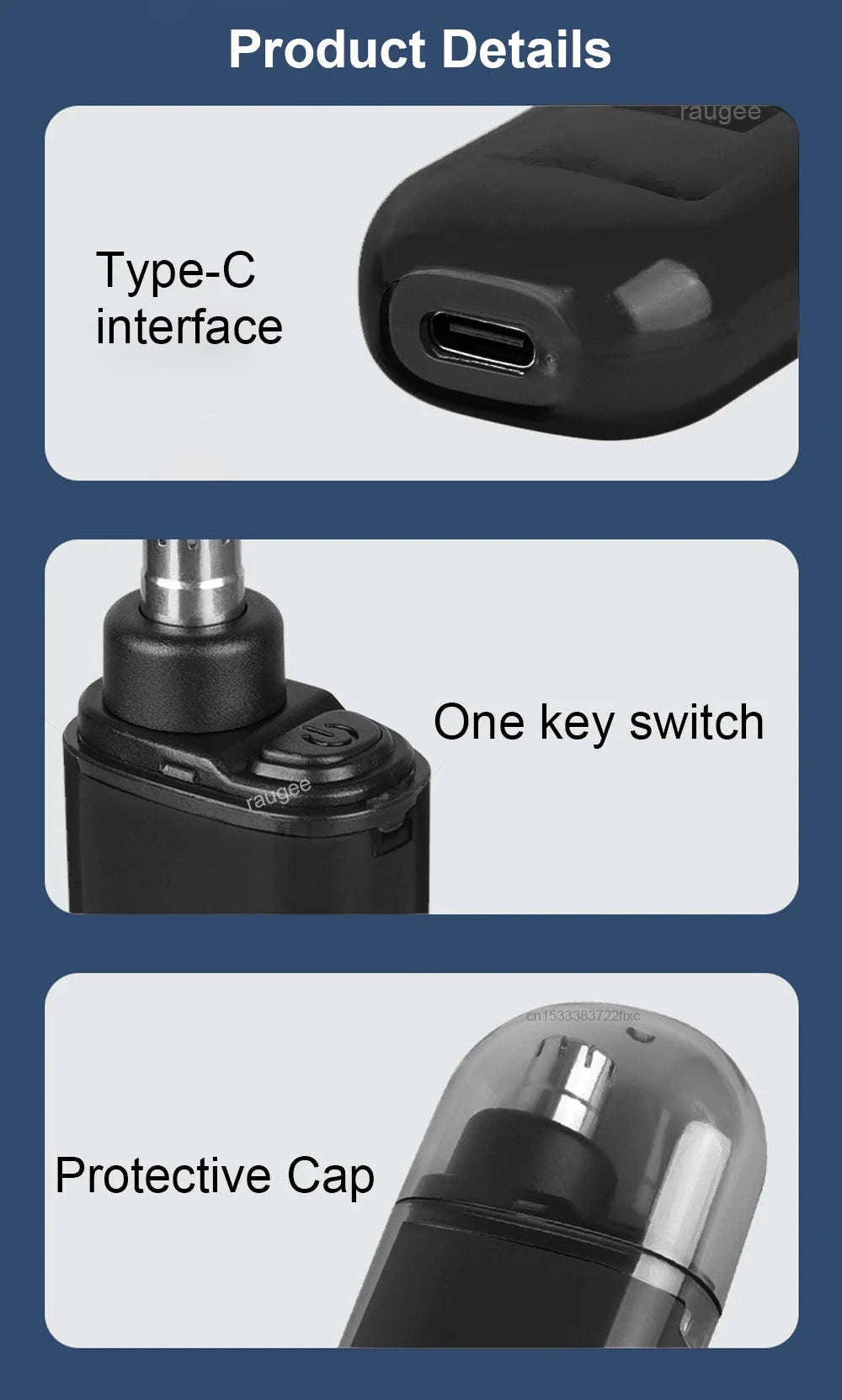 Rechargeable Nose Hair Trimmer for Precision Grooming-black