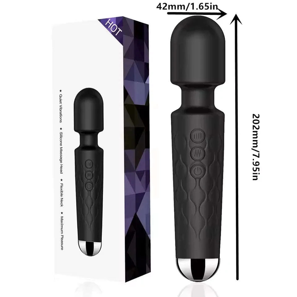 Rechargeable Personal Massager Wand with Multiple Patterns and Speeds-Rose red