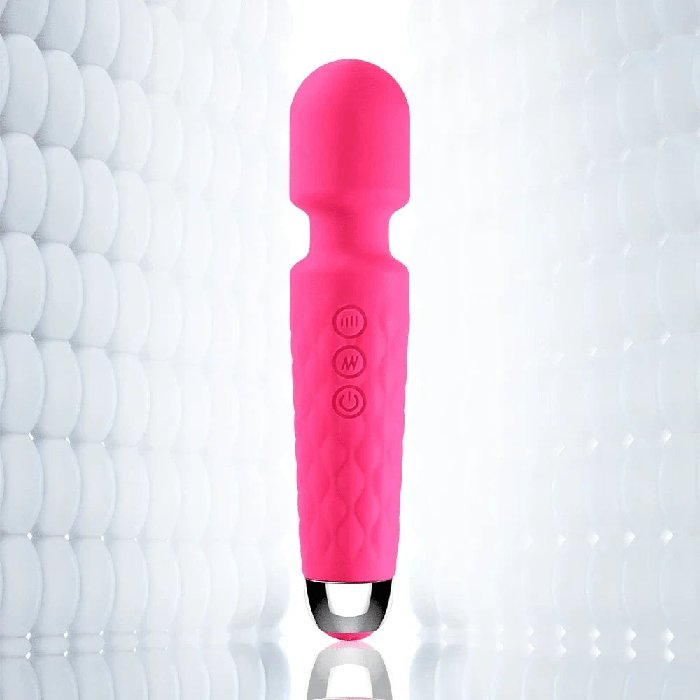 Rechargeable Personal Massager Wand with Multiple Patterns and Speeds-Rose red