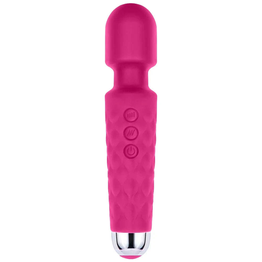 Rechargeable Personal Massager Wand with Multiple Patterns and Speeds-Rose red