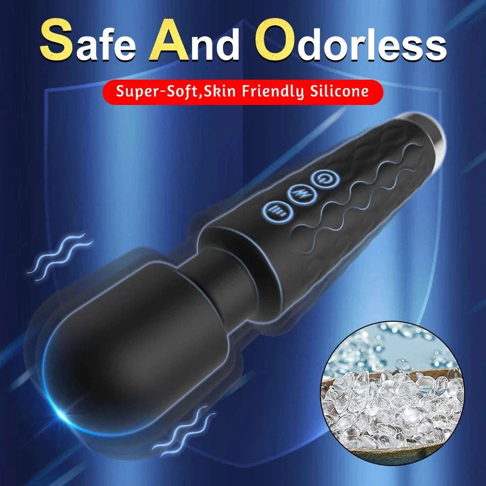 Rechargeable Personal Massager Wand with Multiple Patterns and Speeds-Rose red