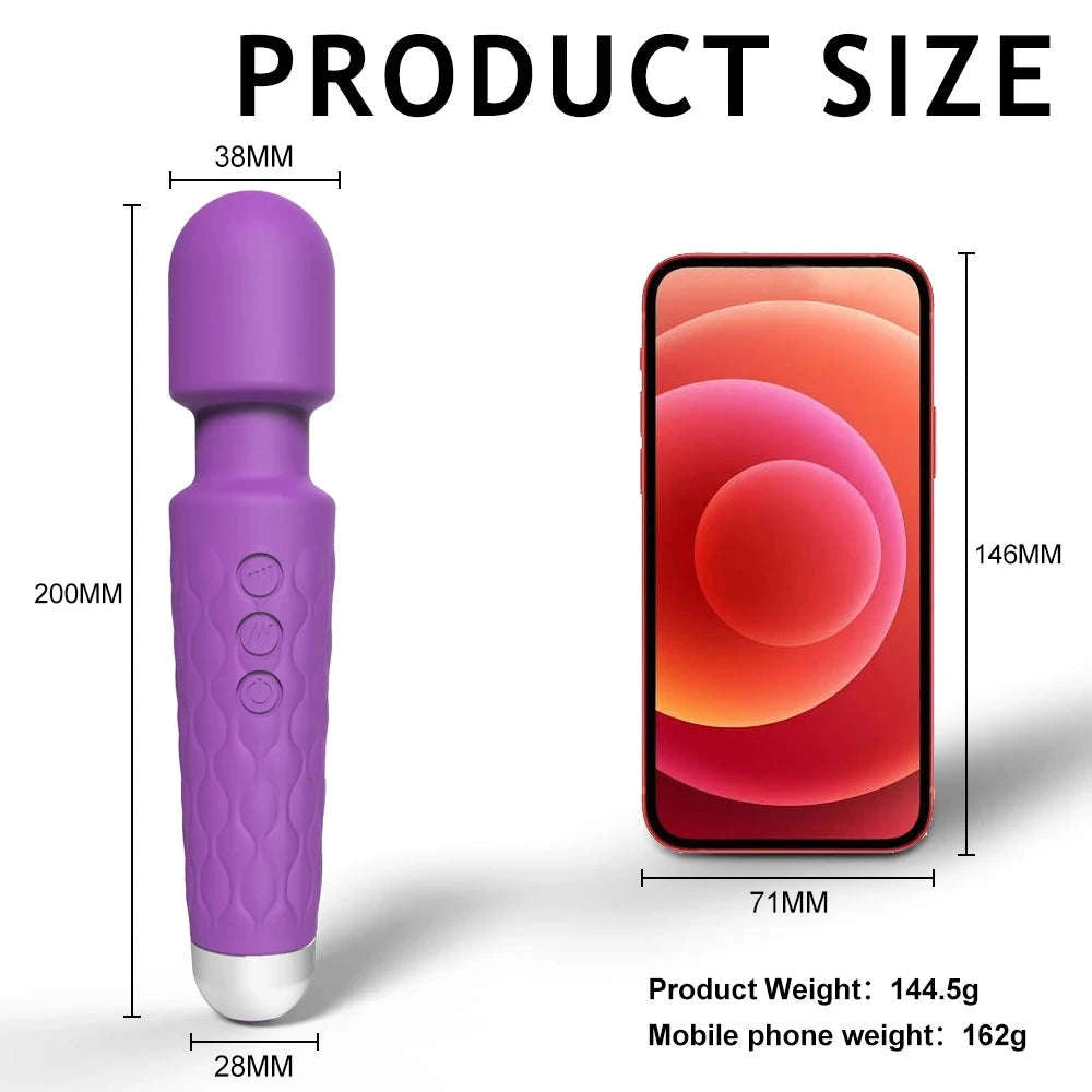 Rechargeable Personal Massager Wand with Multiple Patterns and Speeds-Rose red