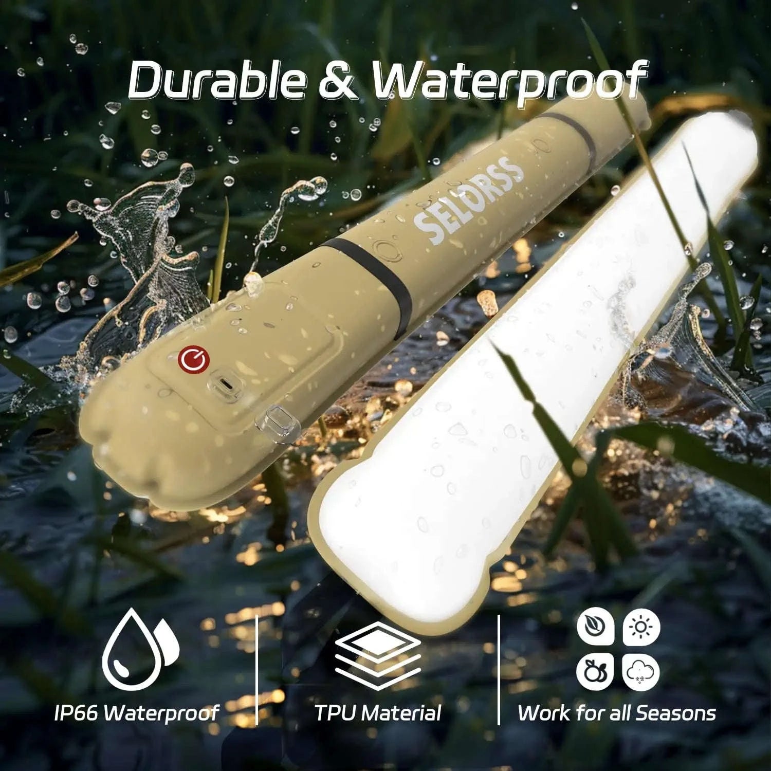 Rechargeable Portable Camping Light Waterproof 2000 mAh-khaki Two / United States