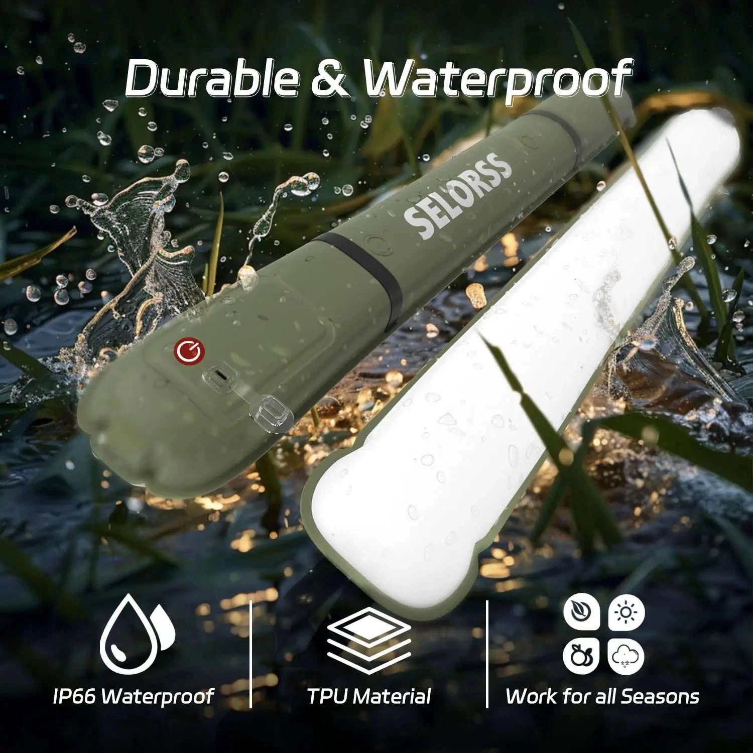 Rechargeable Portable Camping Light Waterproof 2000 mAh-khaki Two / United States