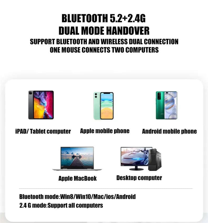 Rechargeable Silent Wireless LED Backlit Optical Mouse-Matte black