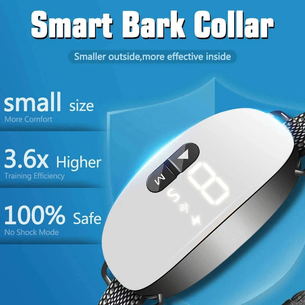 Rechargeable Smart Dog Bark Collar with 5 Sensitivity Levels-WHITE
