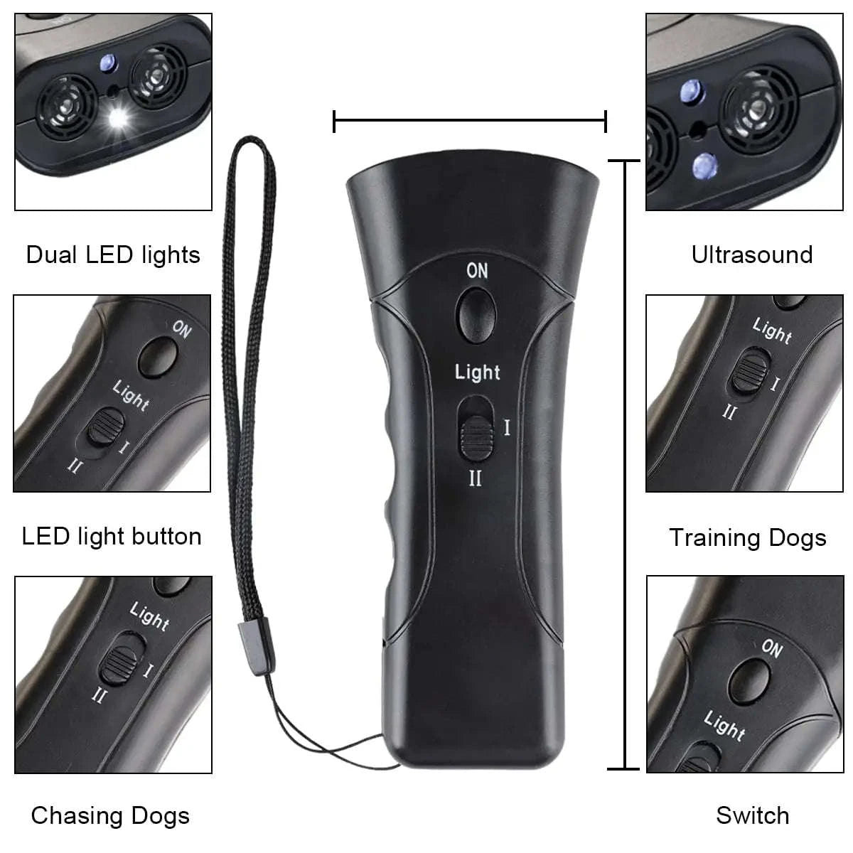 Rechargeable Ultrasonic Dog Trainer-Black