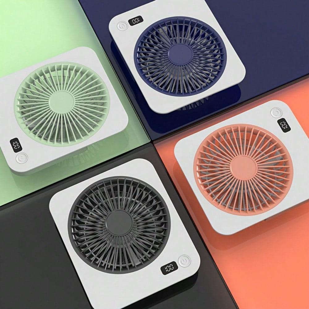 Rechargeable USB Mini Desktop Fan with 5-Speed Cooling-Pink / United States