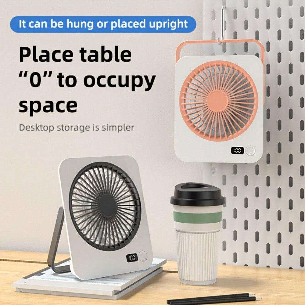 Rechargeable USB Mini Desktop Fan with 5-Speed Cooling-Pink / United States