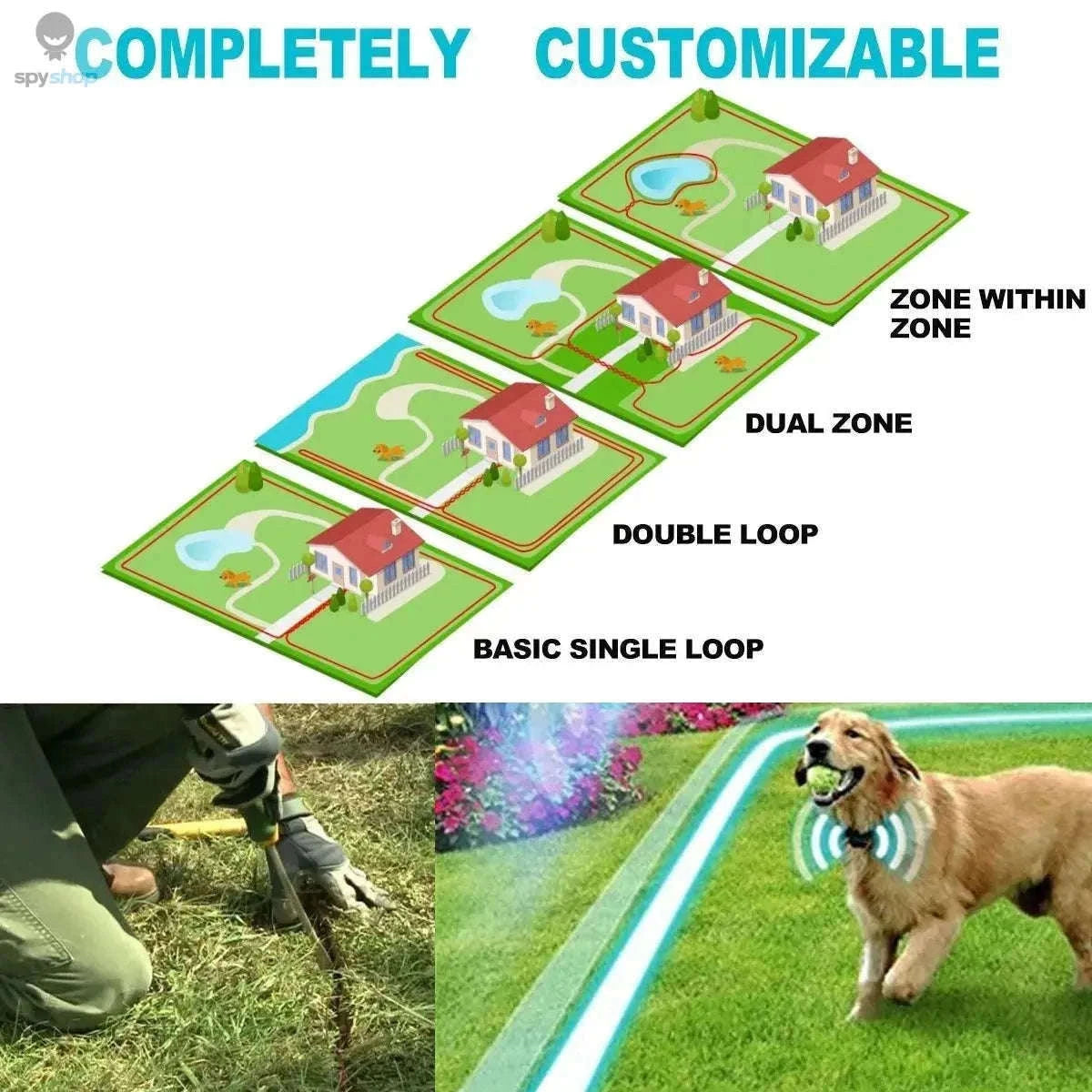 Rechargeable Waterproof Dog Fence System with Adjustable Collar-Compelete Kit 1 dog / UK Adapter