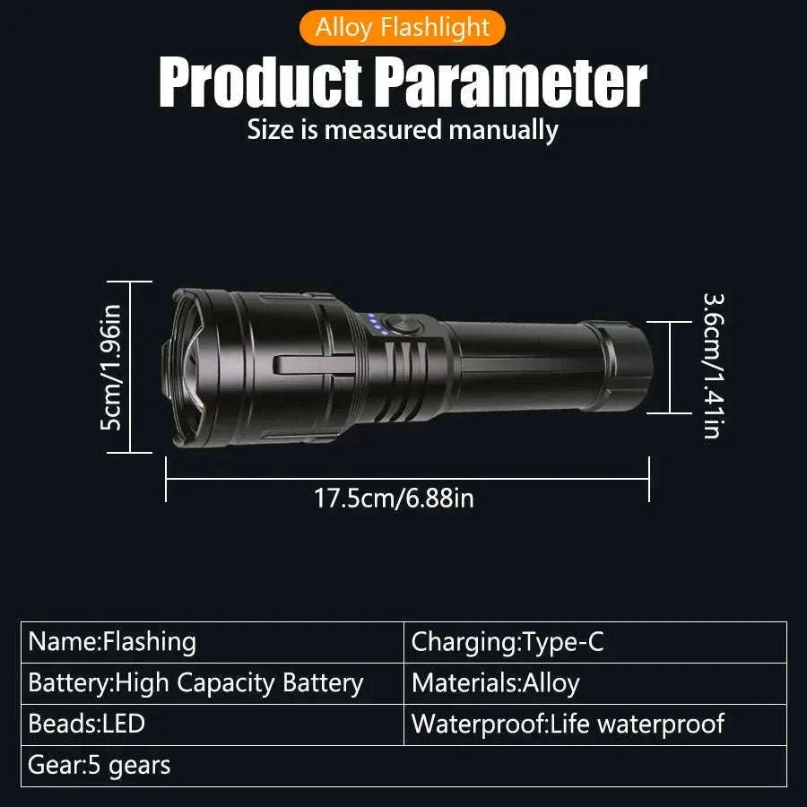 Rechargeable Zoomable Flashlight with Power Bank and 5 Modes-Set A