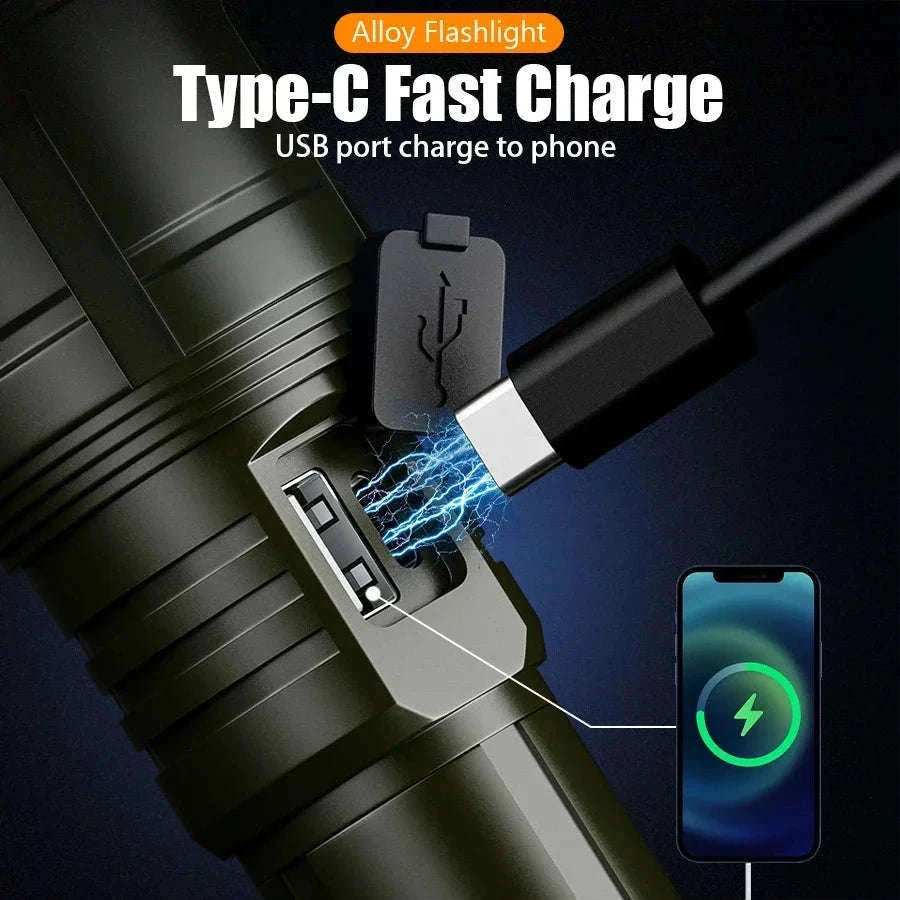 Rechargeable Zoomable Flashlight with Power Bank and 5 Modes-Set A