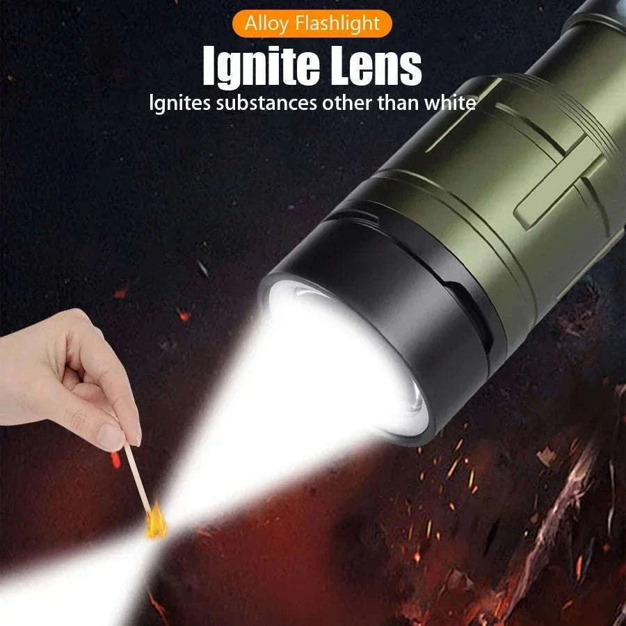 Rechargeable Zoomable Flashlight with Power Bank and 5 Modes-Set A