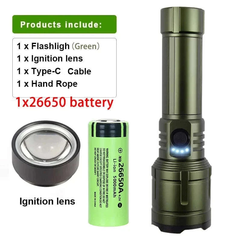 Rechargeable Zoomable Flashlight with Power Bank and 5 Modes-Set A