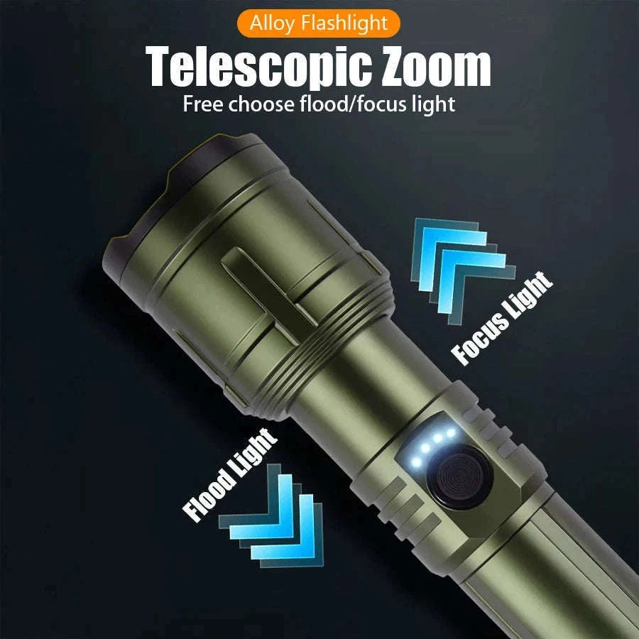 Rechargeable Zoomable Flashlight with Power Bank and 5 Modes-Set A