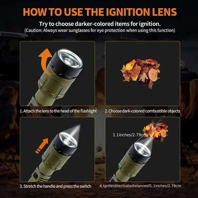 Rechargeable Zoomable Flashlight with Power Bank and 5 Modes-Set A