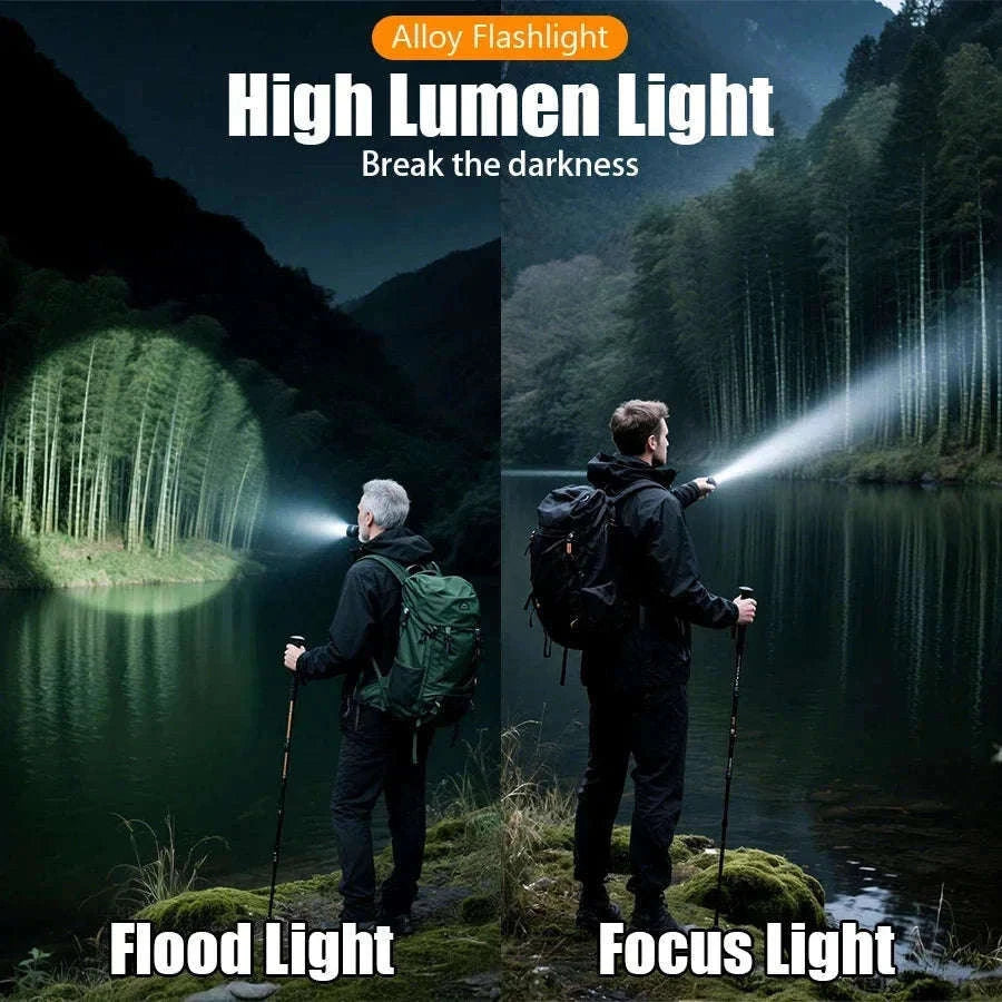 Rechargeable Zoomable Flashlight with Power Bank and 5 Modes-Set A