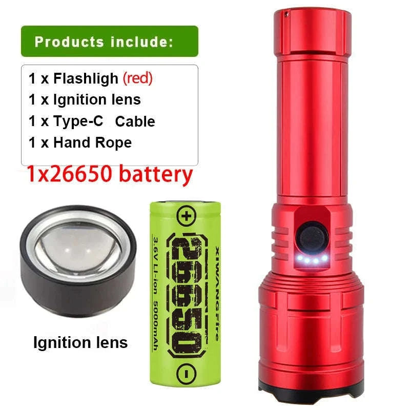 Rechargeable Zoomable Flashlight with Power Bank and 5 Modes-Set A