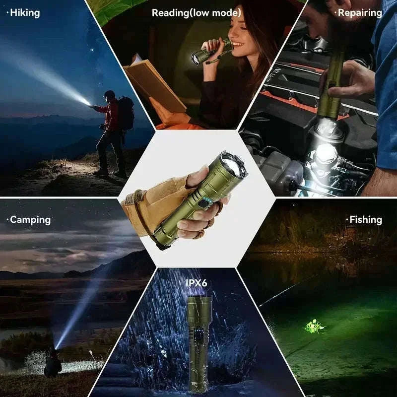 Rechargeable Zoomable Flashlight with Power Bank and 5 Modes-Set A