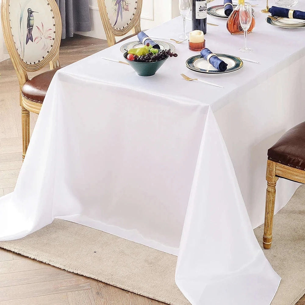 Rectangle Satin Tablecloth for Weddings, Parties & Dining Decor-White / China Mainland / 145x145cm