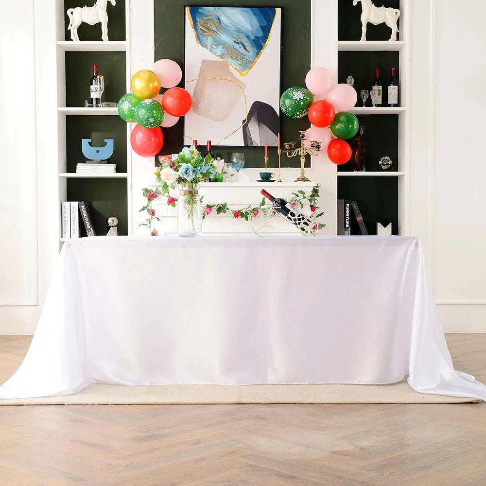Rectangle Satin Tablecloth for Weddings, Parties & Dining Decor-White / China Mainland / 145x145cm