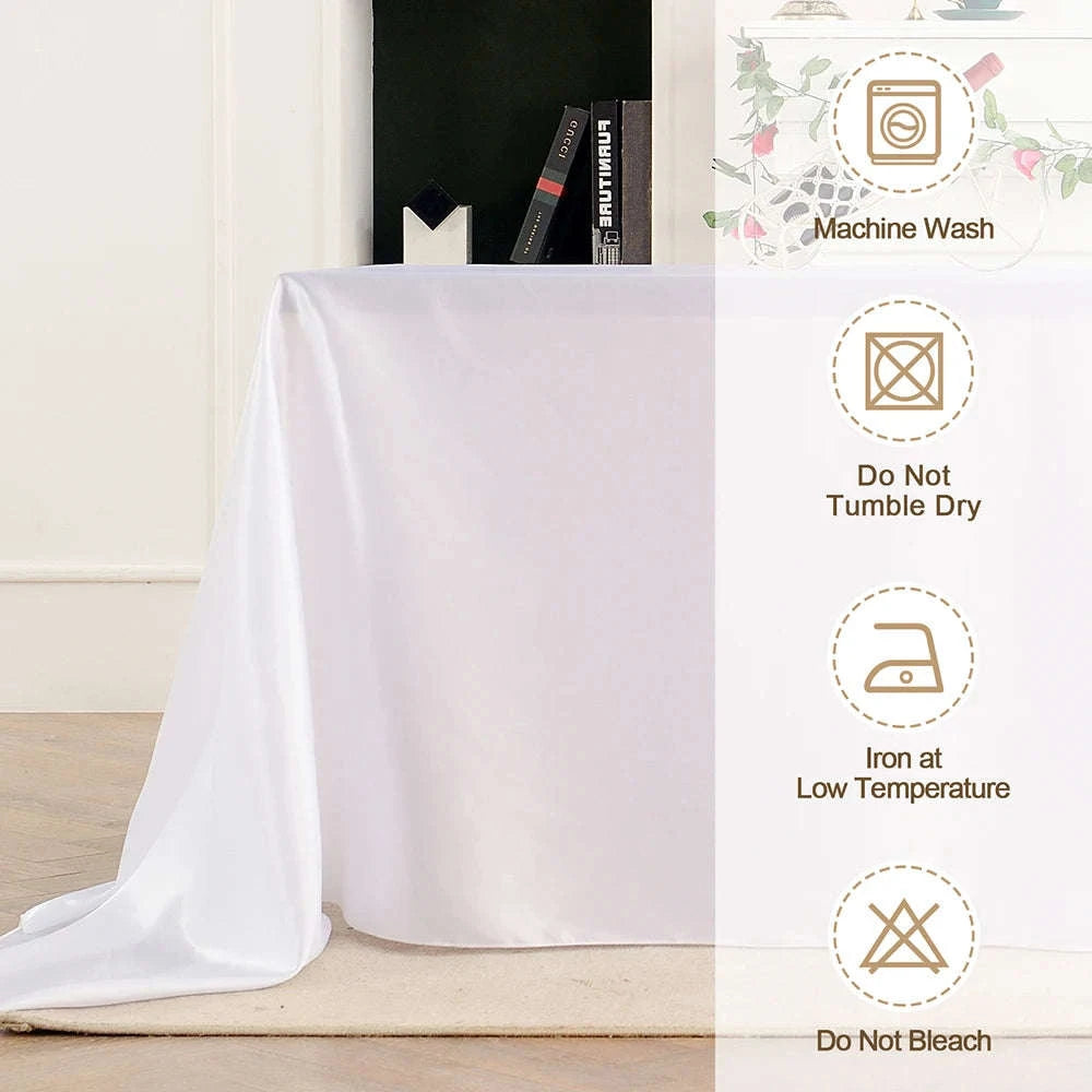 Rectangle Satin Tablecloth for Weddings, Parties & Dining Decor-White / China Mainland / 145x145cm