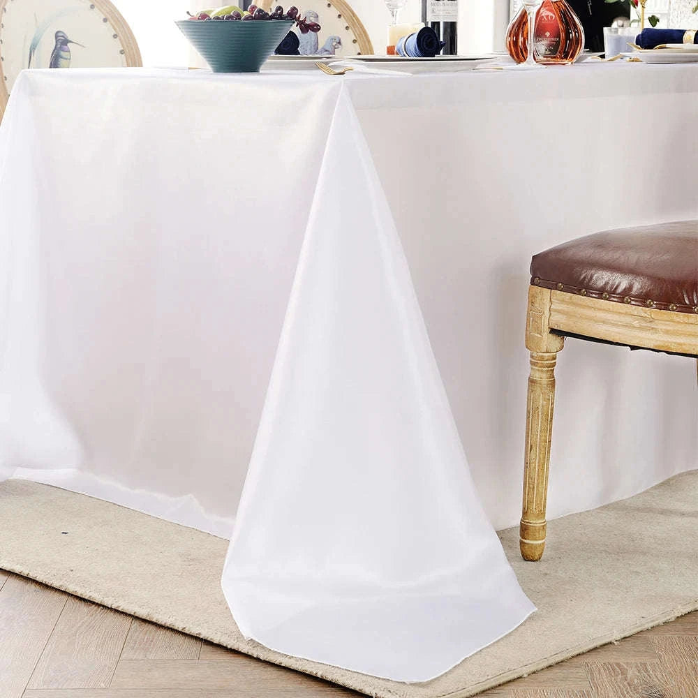 Rectangle Satin Tablecloth for Weddings, Parties & Dining Decor-White / China Mainland / 145x145cm