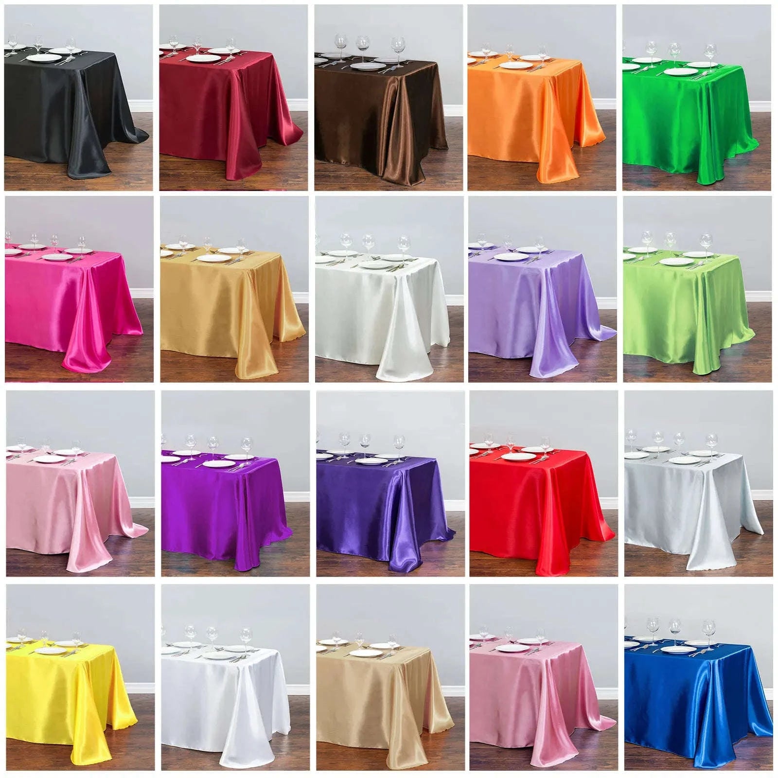 Rectangle Satin Tablecloth for Weddings, Parties & Dining Decor-White / China Mainland / 145x145cm