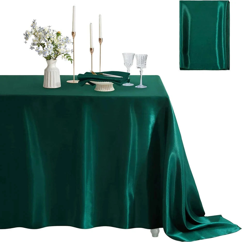 Rectangle Satin Tablecloth for Weddings, Parties & Dining Decor-White / China Mainland / 145x145cm