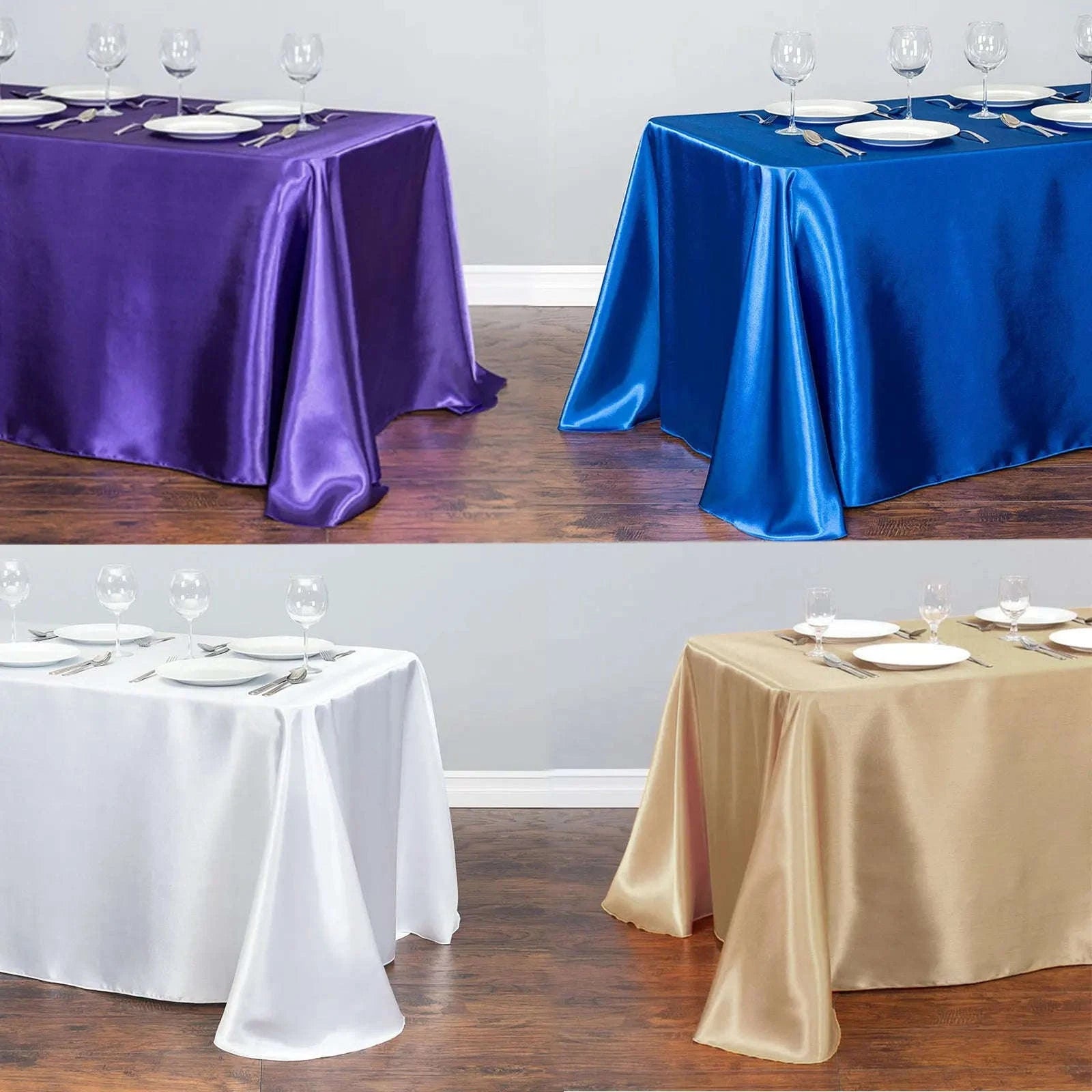 Rectangle Satin Tablecloth for Weddings, Parties & Dining Decor-White / China Mainland / 145x145cm