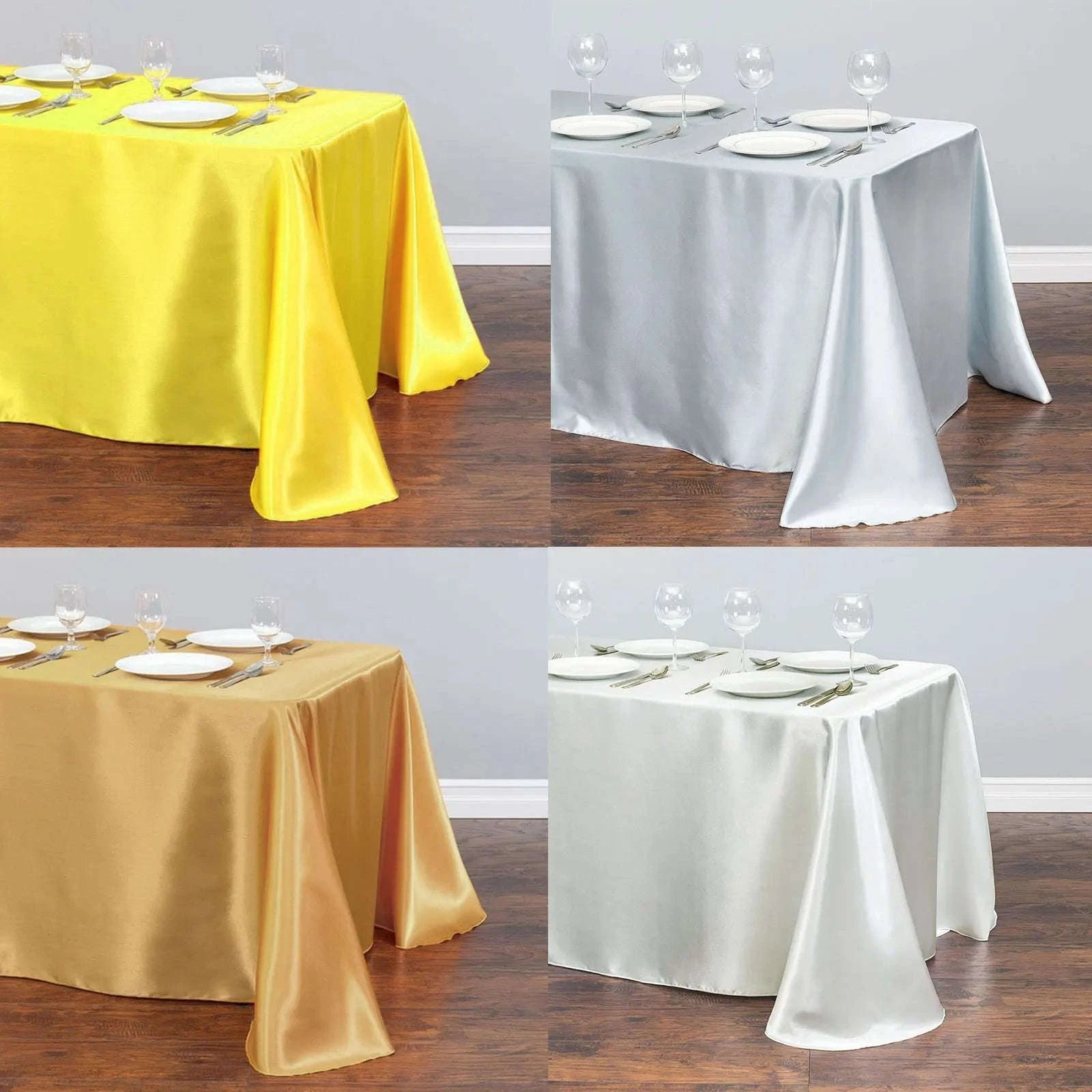 Rectangle Satin Tablecloth for Weddings, Parties & Dining Decor-White / China Mainland / 145x145cm
