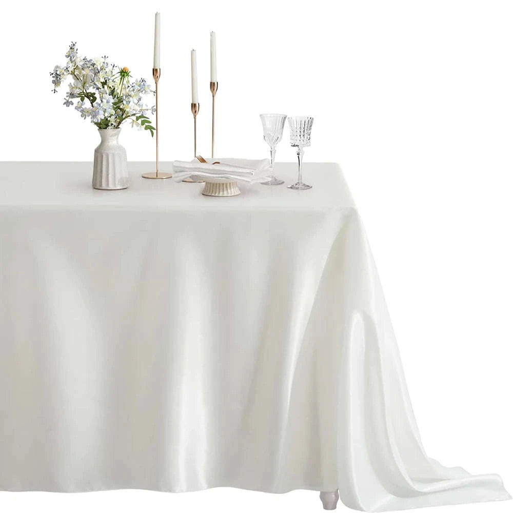 Rectangle Satin Tablecloth for Weddings, Parties & Dining Decor-White / China Mainland / 145x145cm