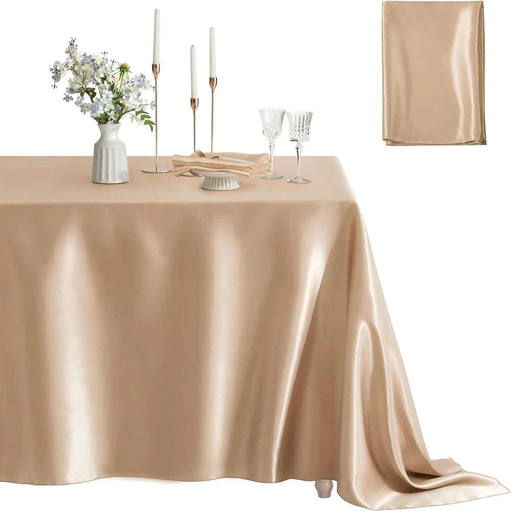 Rectangle Satin Tablecloth for Weddings, Parties & Dining Decor-White / China Mainland / 145x145cm