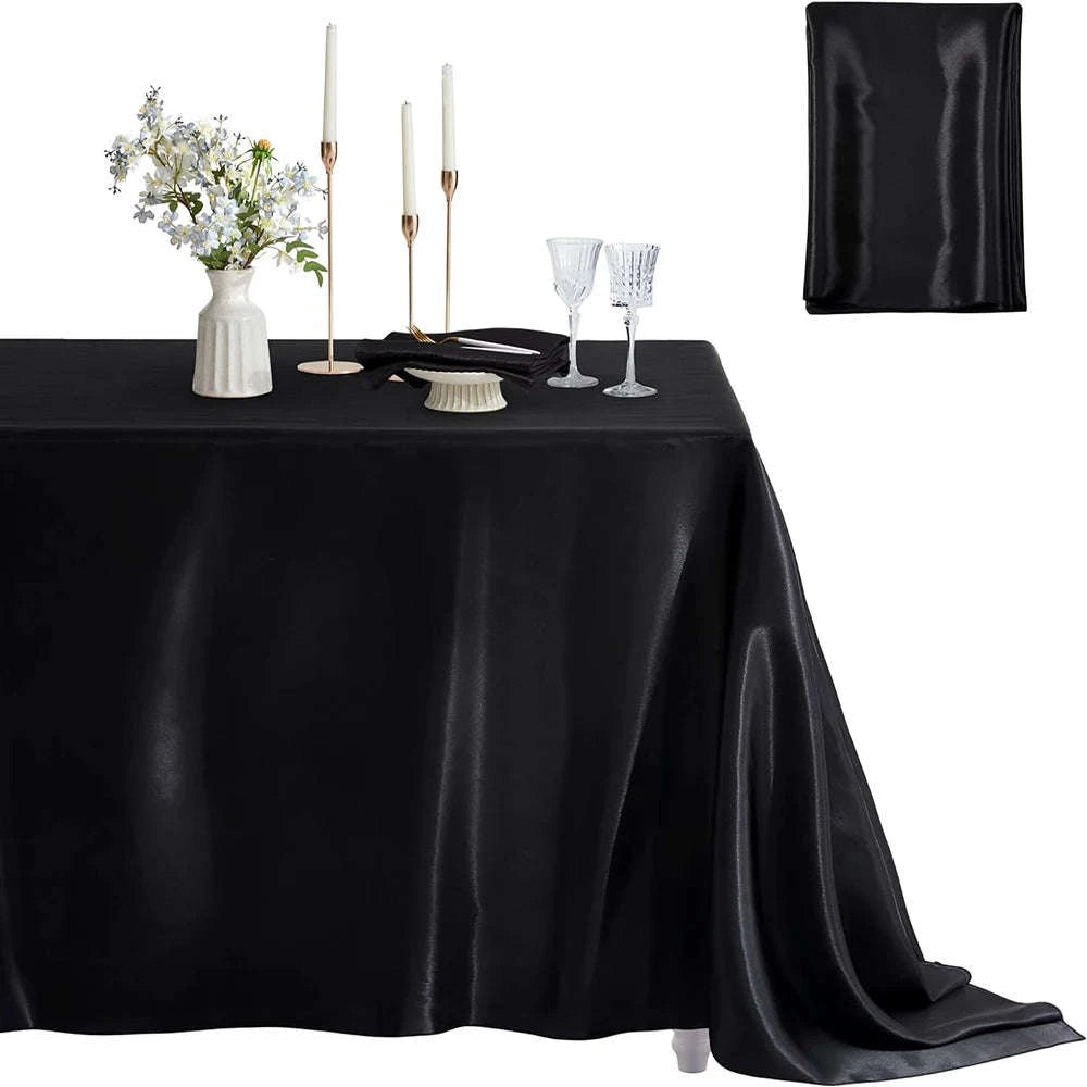 Rectangle Satin Tablecloth for Weddings, Parties & Dining Decor-White / China Mainland / 145x145cm