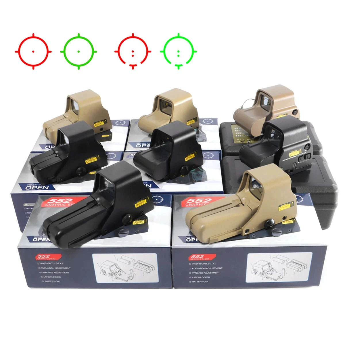 Red Green Dot Holographic Sight for 20mm Rail Rifles-558Black / United States