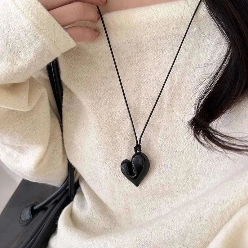 Red Heart Pendant Choker Necklace with Adjustable Fit-77741