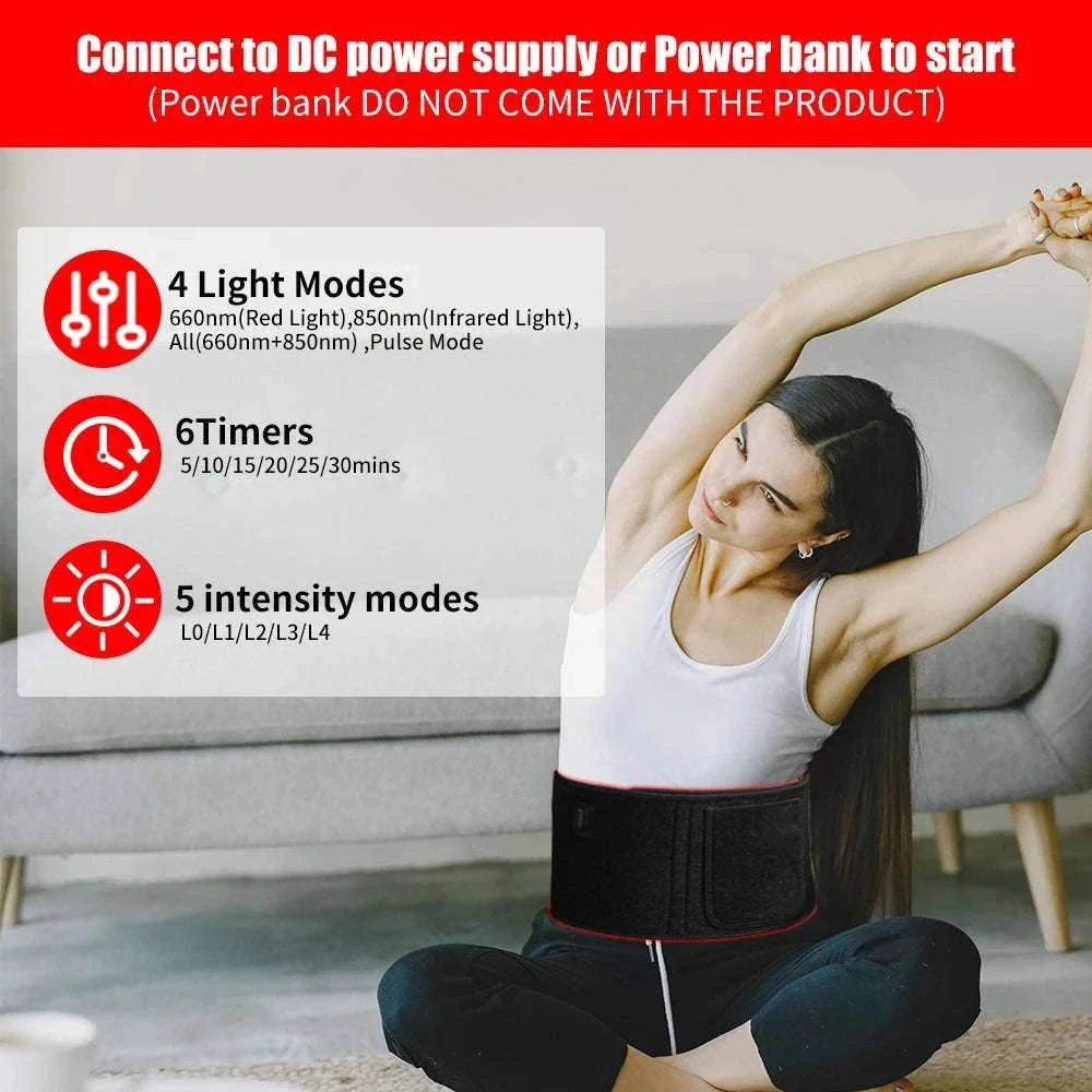 Red Light Therapy Belt 660nm & 850nm for Muscle Relief and Recovery-US Plug / United States