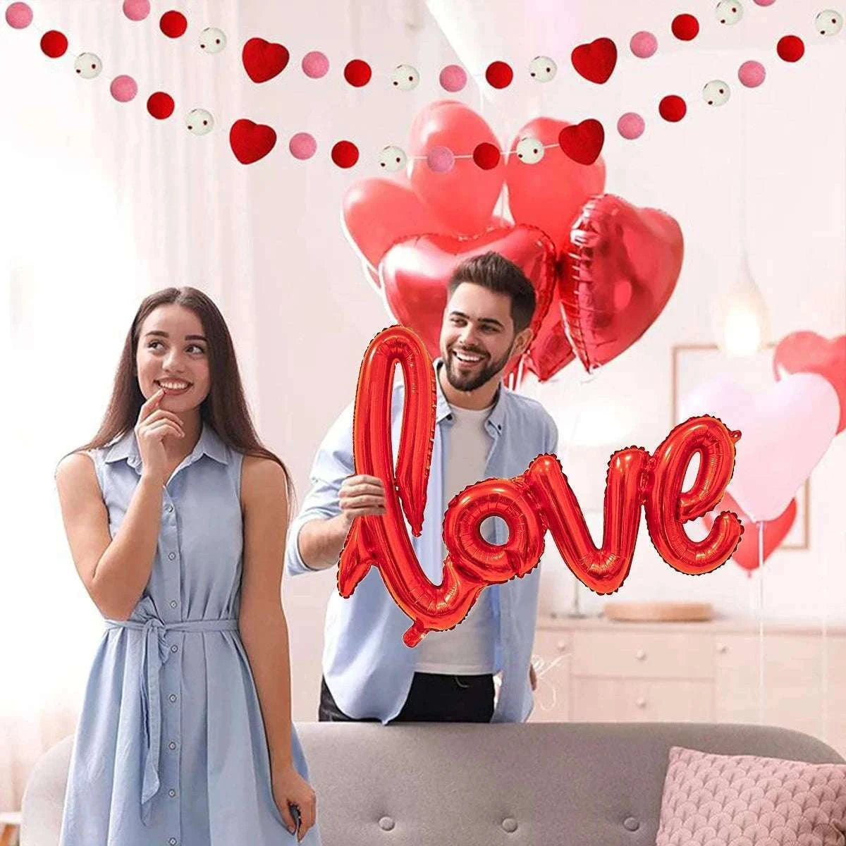 Red Love Letter Balloon Set for Romantic Celebrations-Set / Other