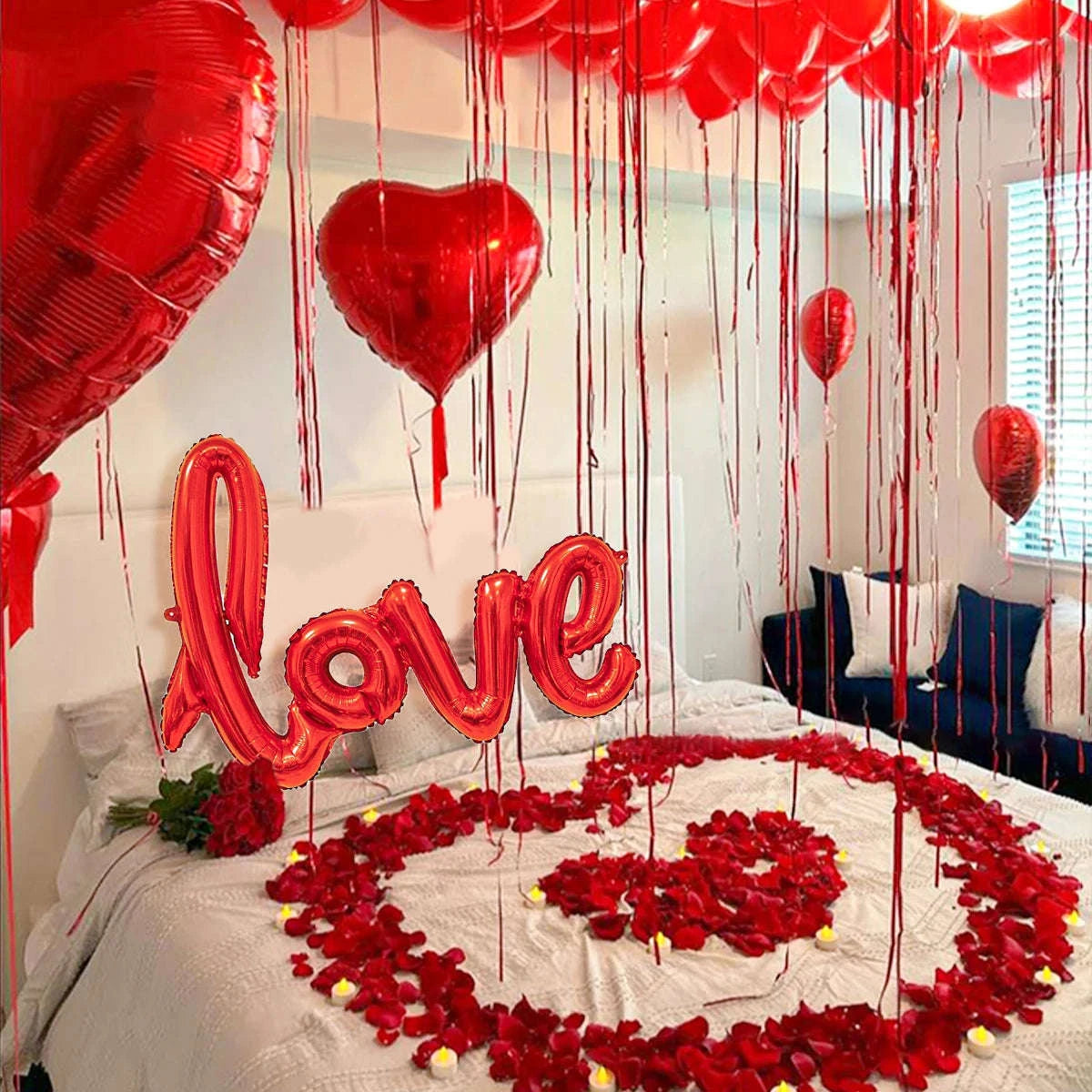 Red Love Letter Balloon Set for Romantic Celebrations-Set / Other